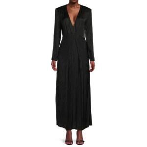 The Kooples Black Dot Jacquard‎ Empire Waist Maxi Dress, Dark Academia, size 8